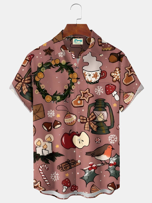 Men's Christmas Funny Graphic Short Sleeve Hawaiian Shirt